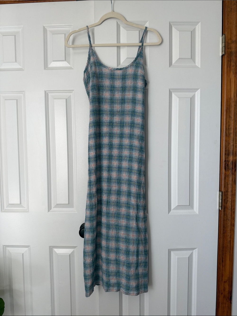 AFENDS Womens Rumi - Seersucker Midi Dress - Lake Check size Small
